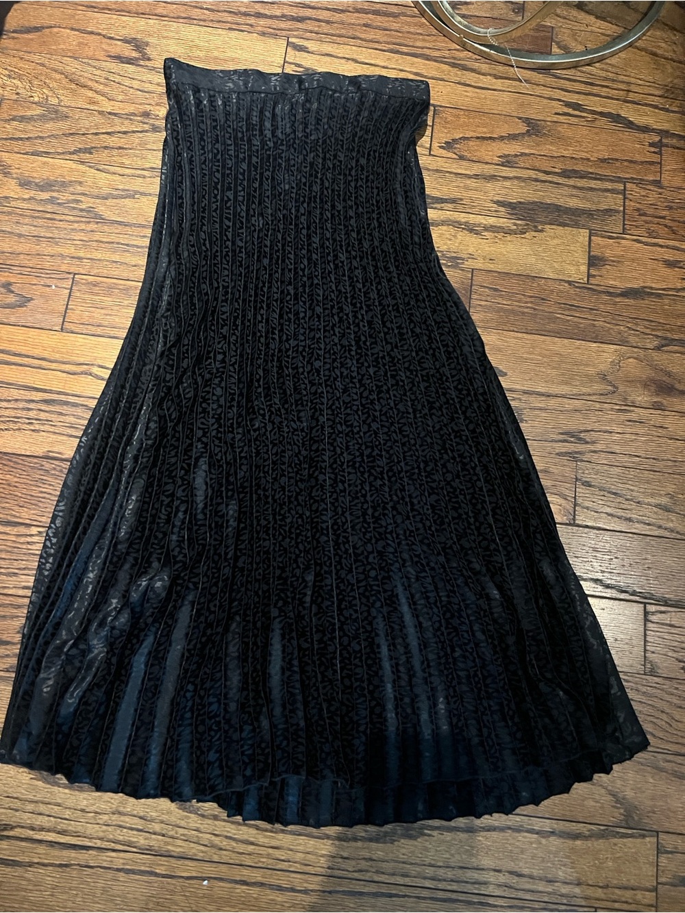 Lia Sophia Black Pleated Velvet Maxi Skirt